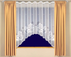 Záclona kusová KRAJINKA bílá - š.400cm x v.160cm oblouk - pro ilustraci celkové rozložení motivů